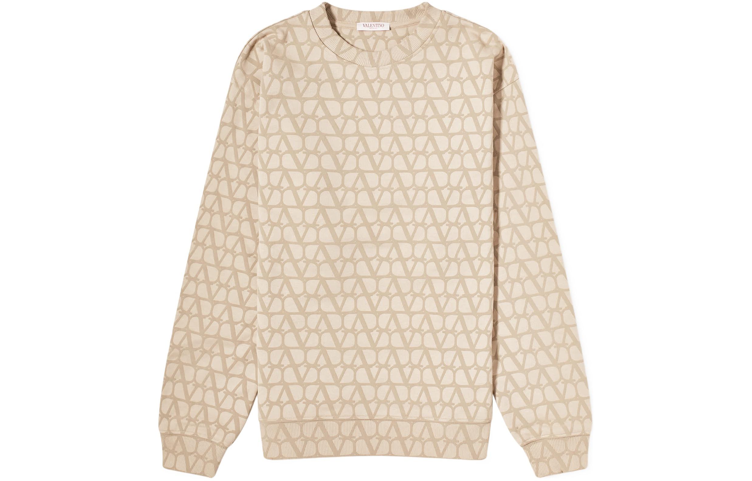 Valentino Logo Printed Full-Zip Crewneck Sweatshirt Khaki - 4V3MF26W9W1YD3