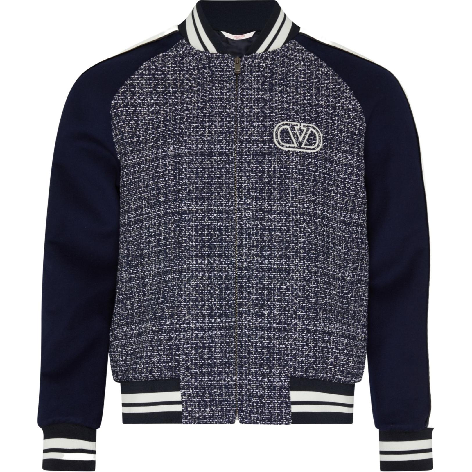 Valentino Logo Zip-Up Baseball Collar Jacket Blue VALAY8C3-BLUE