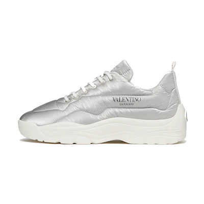 Valentino Low-Top Sneakers 'Silver Nylon Lace-Up'