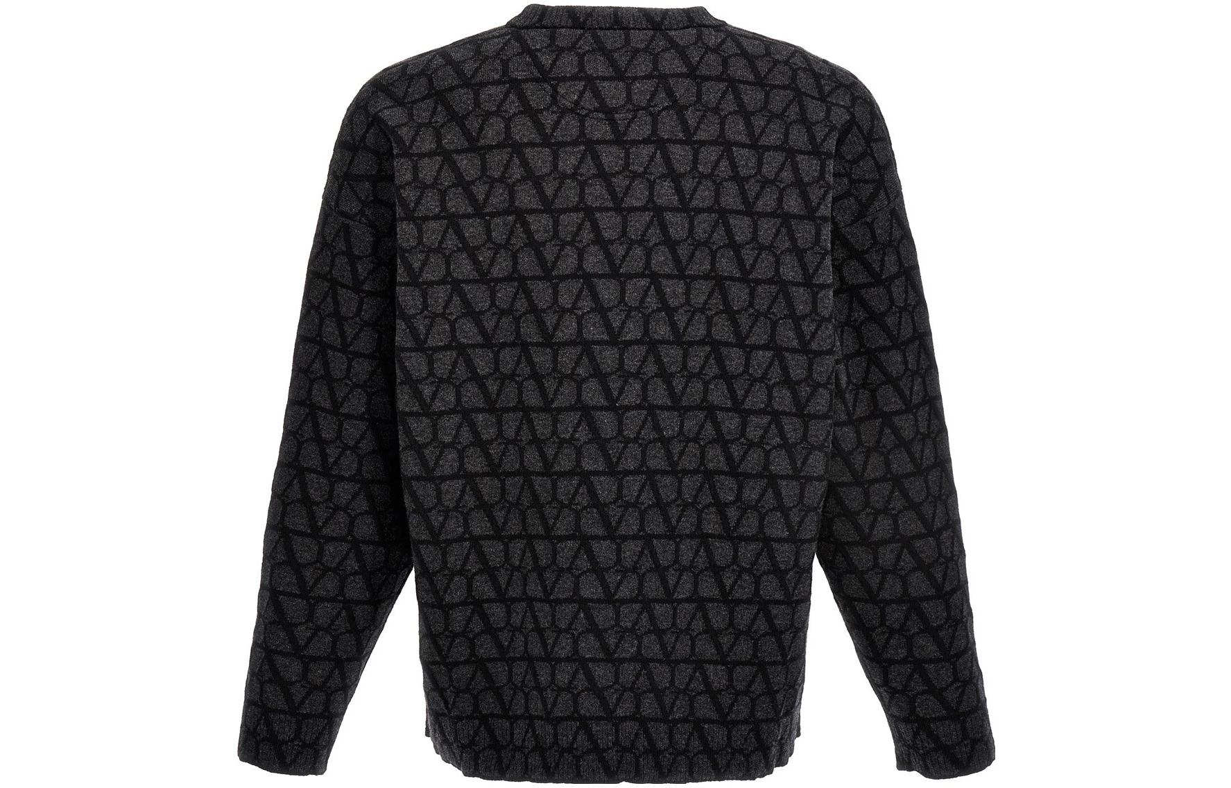 Lookbook Valentino 男士 SS23 全字母印花黑色长袖毛衣. 3V3KC27A9K3MJG