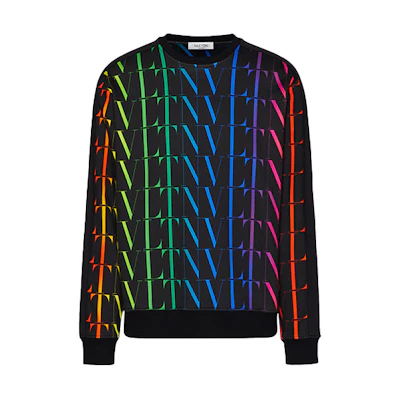 Valentino Multicolor Letter Print Sweatshirt Black VV3MF15M6LF20K