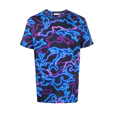 Valentino Multicolor Logo Print T-Shirt Navy Blue Fashion Tee XV3MG10V85TN36