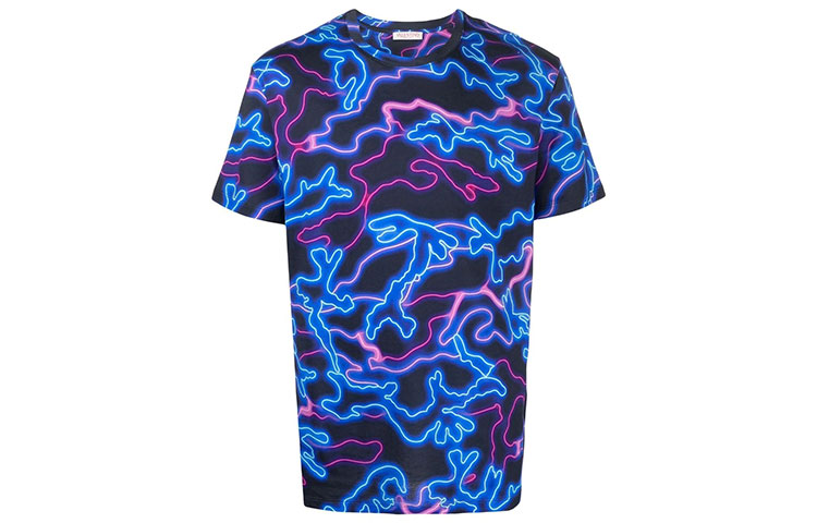 Order Valentino Kaos Biru Tua Logo Multicolor - Fashion Tee XV3MG10V85TN36