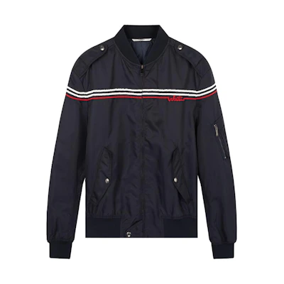 Valentino Navy Striped Embroidered Baseball Zip Jacket TV3CIF1561L-598