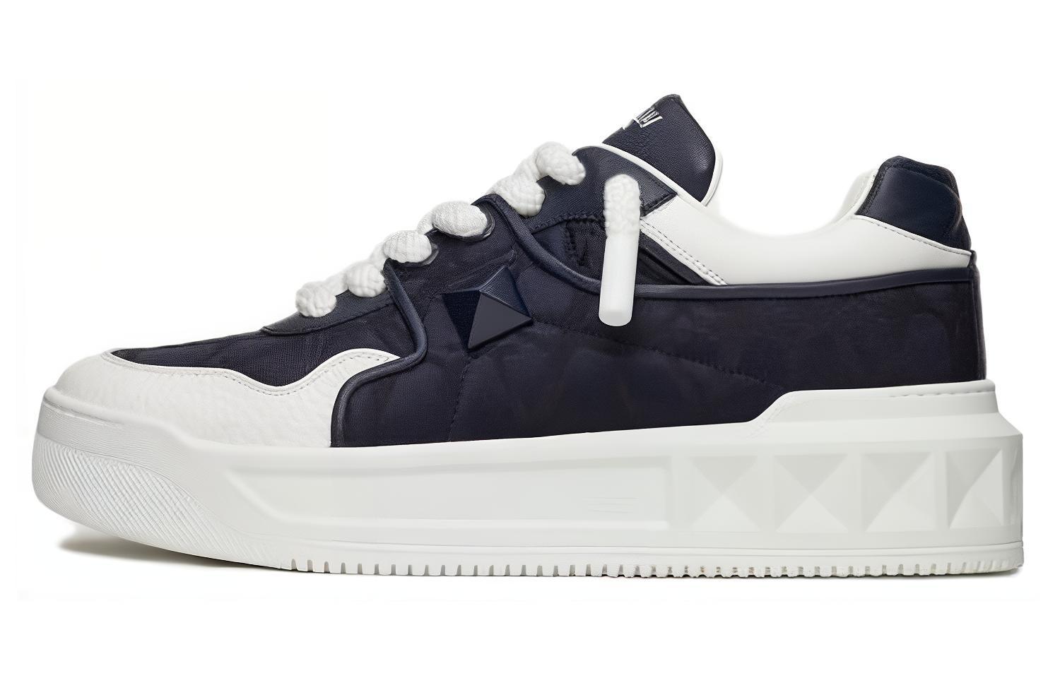 Valentino One Stud Low-Top Sneakers Deep Sea Blue for Men – 4.5cm Lambskin. 5Y2S0G37ZKDM48