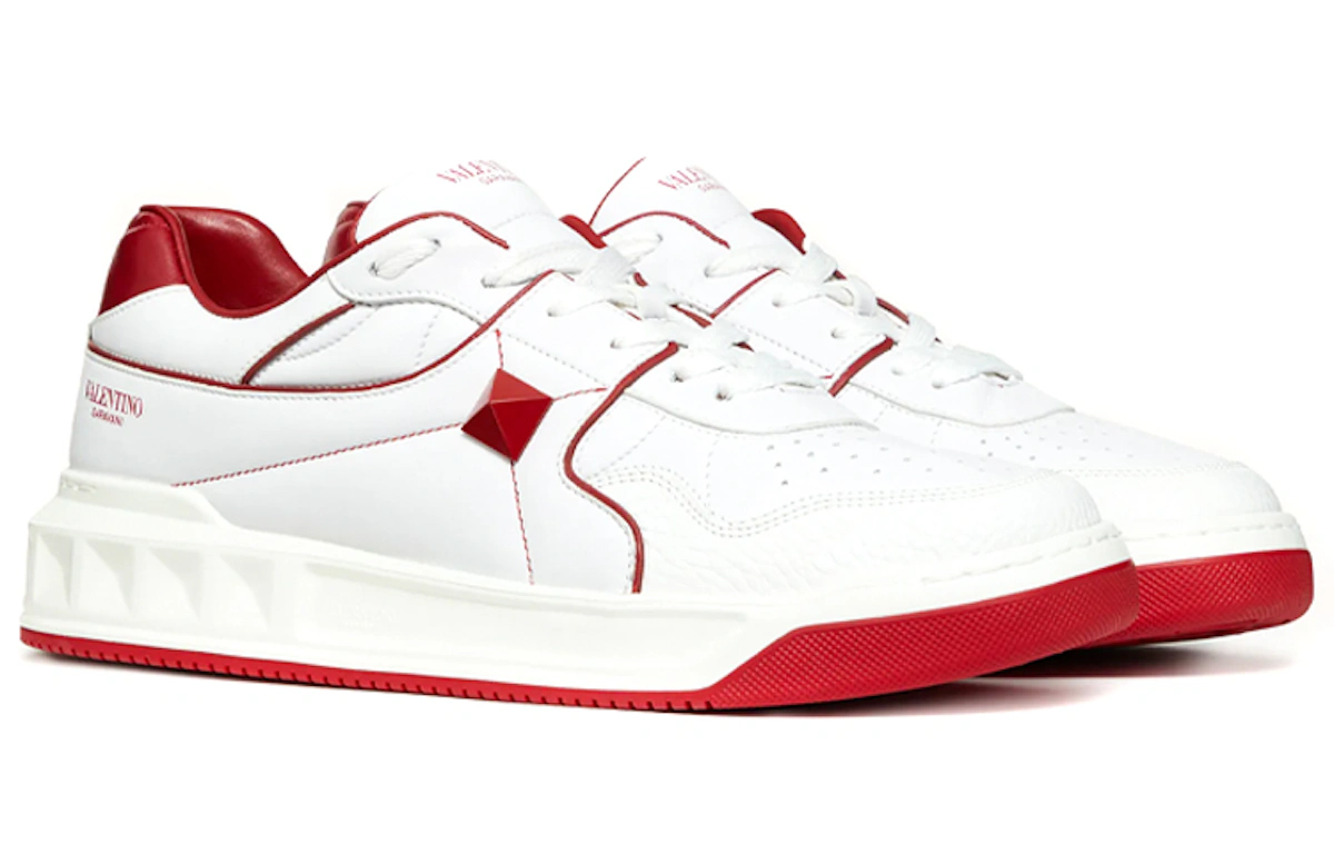 Valentino One Stud Low 'White Red'