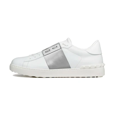 Valentino Open Leather Low-Top Sneaker 'Silver White'