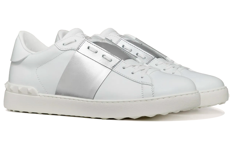 Lookbook 華倫天奴 Valentino Open 皮革 低幫運動 時尚板鞋 男款 白銀