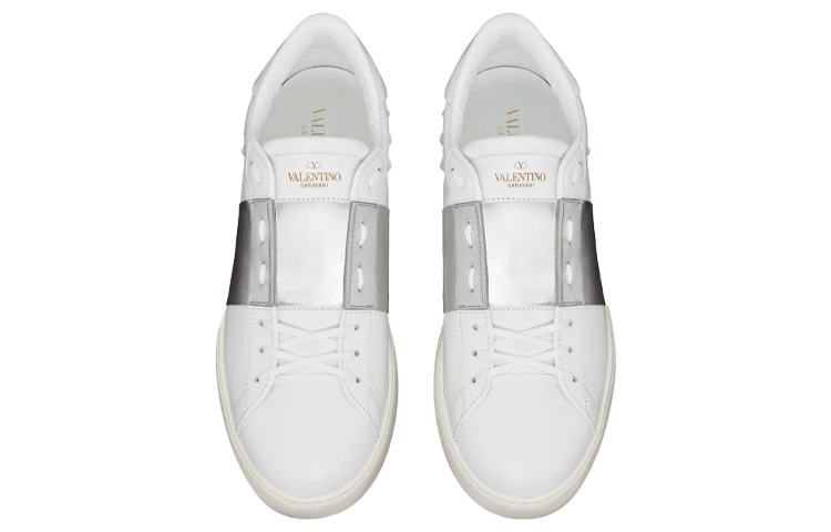 Shop 華倫天奴 Valentino Open 皮革 低幫運動 時尚板鞋 男款 白銀