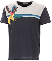 Valentino Parrot Print Crew Neck Short Sleeve T-Shirt Black MV3MG07V46R467 Valentino Parrot Print Crew Neck Short Sleeve T-Shirt Black MV3MG07V46R467
