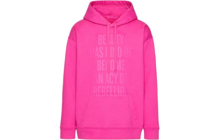 Valentino Pink Letter Print Hoodie Unisex Long-Sleeve Pullover 1V0MF20I8YBUWT