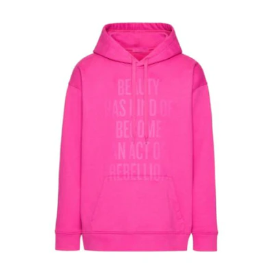 Valentino Pink Letter Print Hoodie Unisex Long-Sleeve Pullover 1V0MF20I8YBUWT