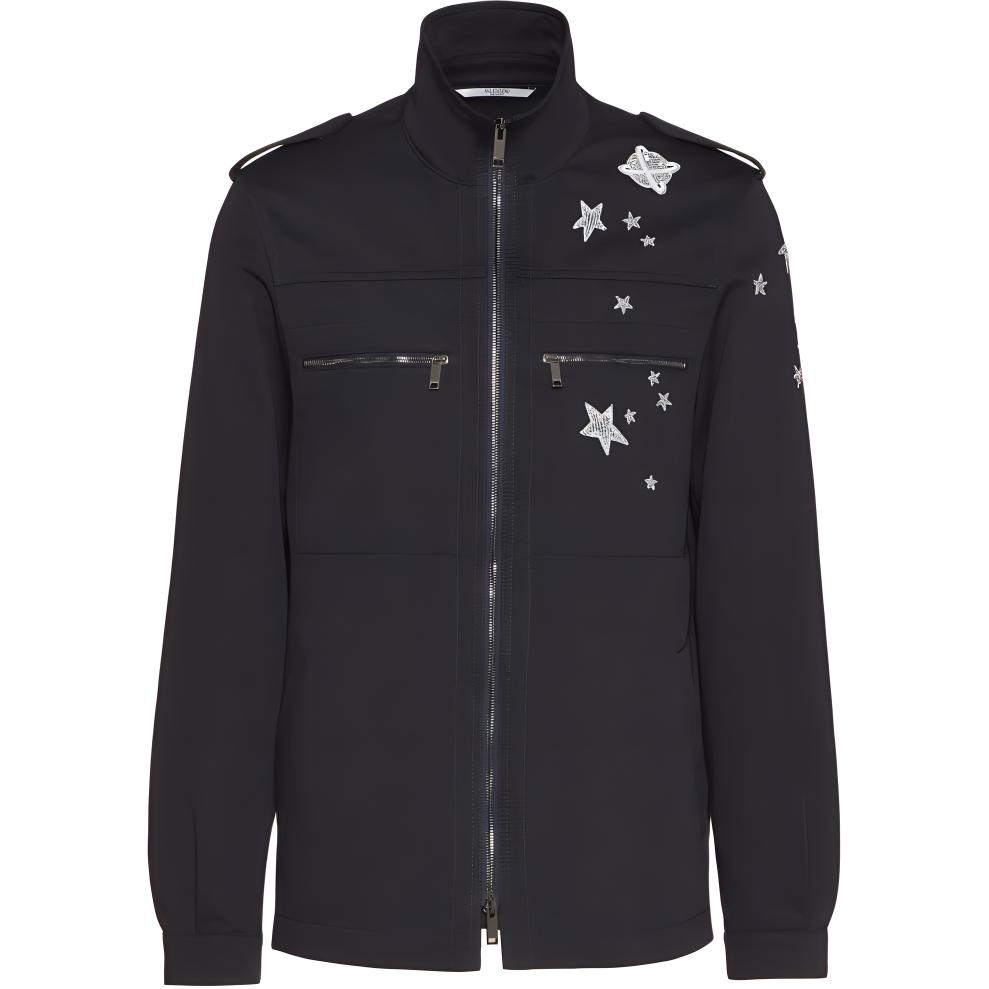Valentino Planet & Stars Embroidered Zip Jacket Blue - Long Sleeve Outerwear VCJCNY6D6598