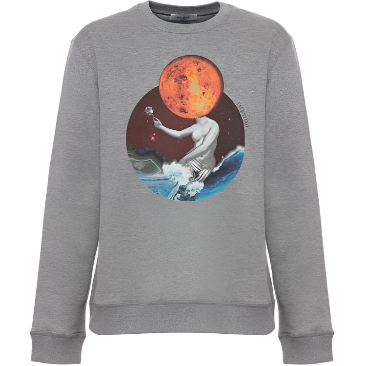 Valentino Planet Print Crewneck Pullover Sweatshirt Men’s Grey TV3MF09X60T18X