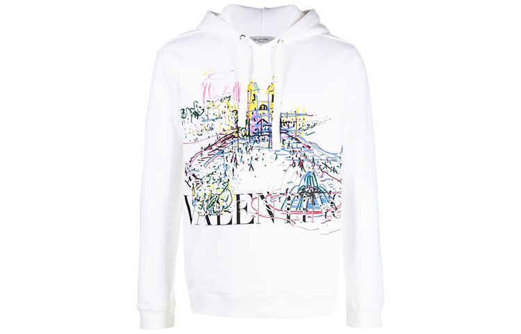 Valentino Printed Hoodie White Fashion Sweatshirt VMF14B7AEA1C