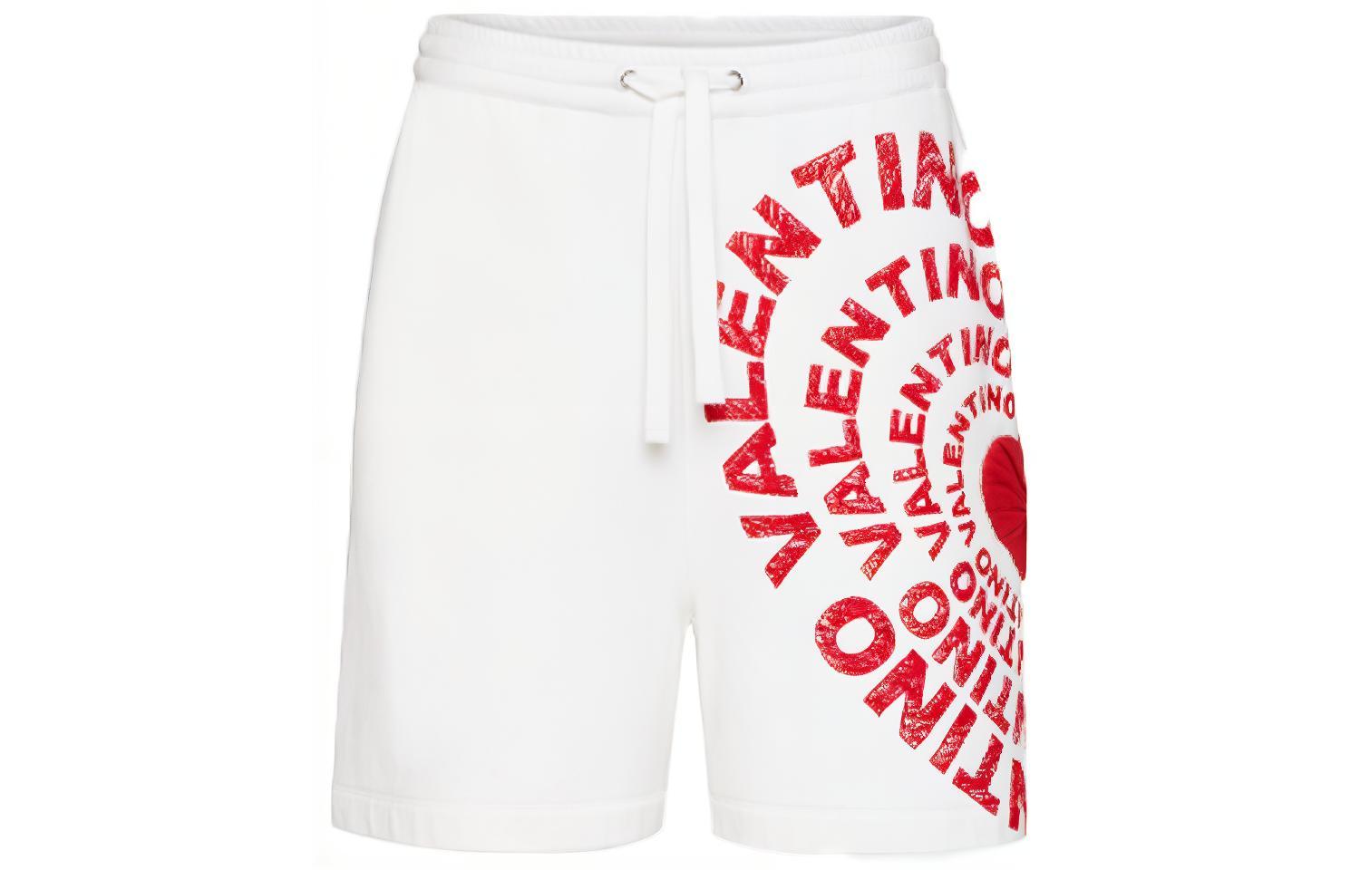Valentino Qixi Limited FW21 Heart Print Bermuda Shorts White . WV3MD03F7SCA33