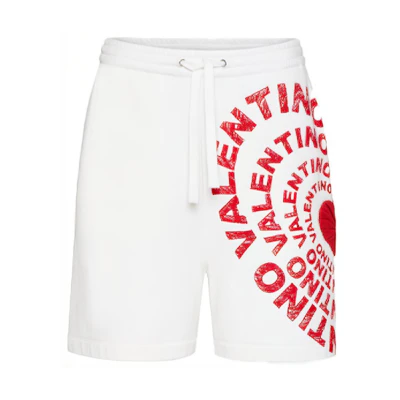Valentino Qixi Limited FW21 Heart Print Bermuda Shorts White . WV3MD03F7SCA33