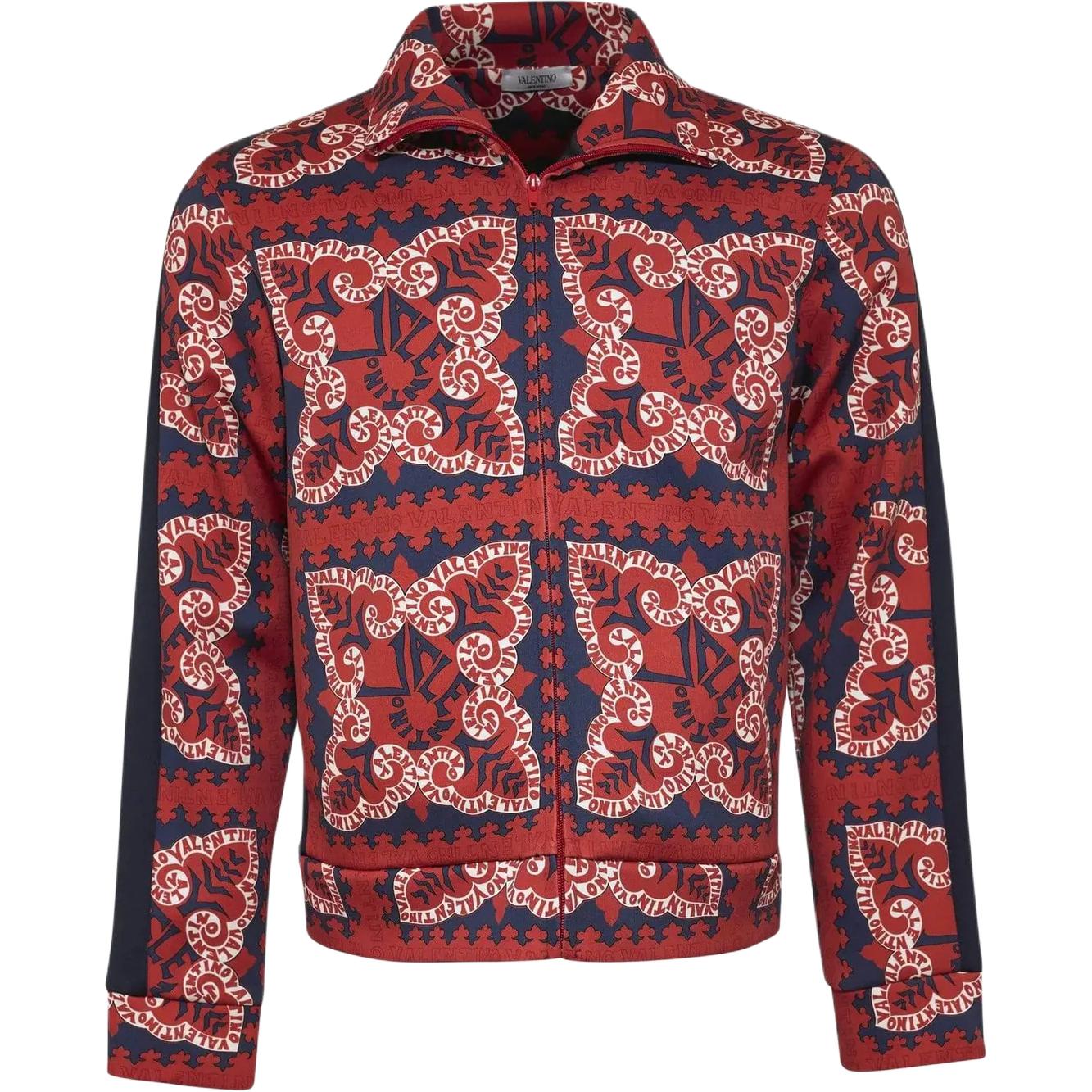 Valentino Red Graphic Print Zip-Up Long Sleeve Jacket RV3MF01NVUE-ID8