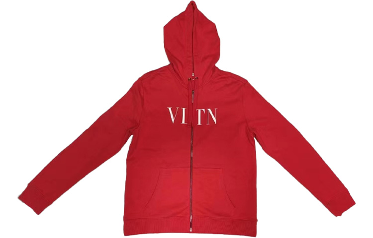 Valentino Red Letter Print Zip-Up Sweatshirt QV3MF11I3TV157