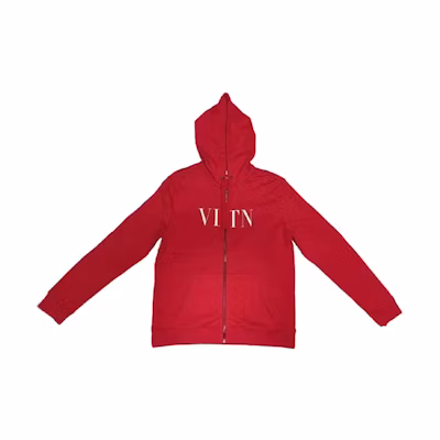 Valentino Red Letter Print Zip-Up Sweatshirt QV3MF11I3TV157