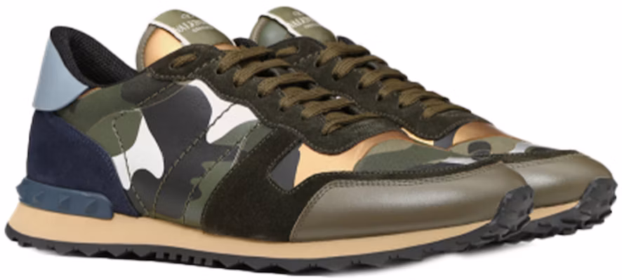 華倫天奴 Rockrunner 迷彩皮革運動鞋 軍綠色 Lookbook 華倫天奴 Rockrunner 迷彩皮革運動鞋 軍綠色