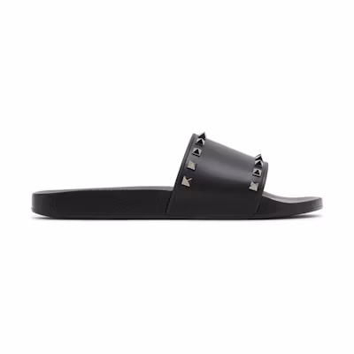 Valentino Rockstud Rubber Slider Sandal 'Black'