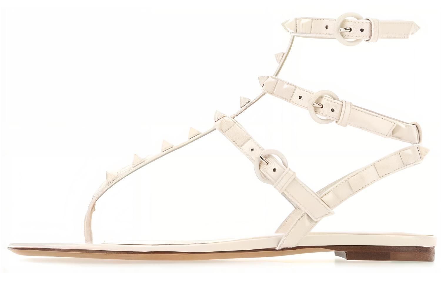 Valentino Rockstud T-Strap Flat Sandal 'White' VW0S0812YPXI16