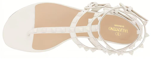 Shop Sandal Datar Valentino Rockstud T-Strap 'Putih' VW0S0812YPXI16
