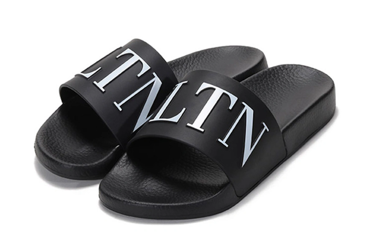 Valentino Rubber Slide 'Printed Logo Black and White'