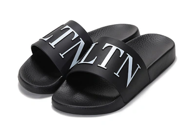 Valentino Rubber Slide 'Printed Logo Black and White'