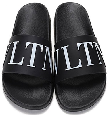 Valentino Selipar Getah 'Logo Cetakan Hitam dan Putih' VY2S0873SYE0NI Shop Valentino Selipar Getah 'Logo Cetakan Hitam dan Putih' VY2S0873SYE0NI