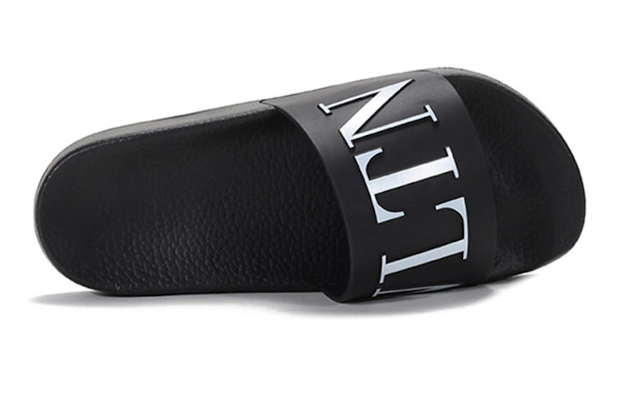 Valentino Rubber Slide 'Printed Logo Black and White'