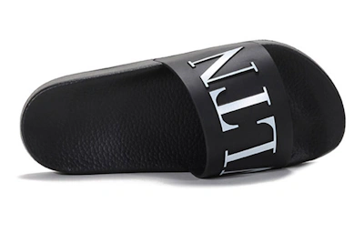 Valentino Rubber Slide 'Printed Logo Black and White'