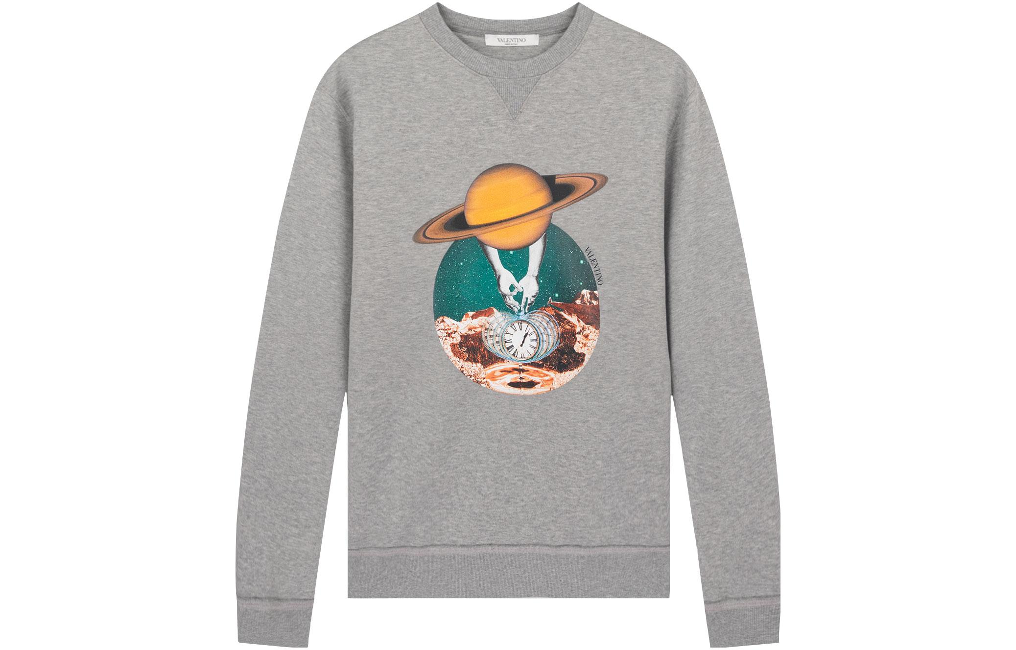 Valentino Saturn Print Crewneck Sweatshirt Grey - Casual Pullover TV3MF09X60S-18P