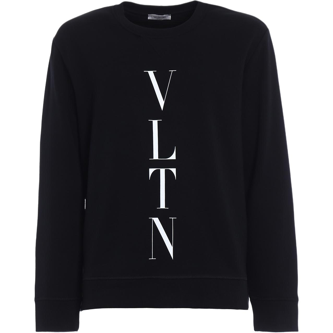 Valentino Slim Fit Letter Print Crewneck Sweatshirt Black PV0MF09N3TV0NO