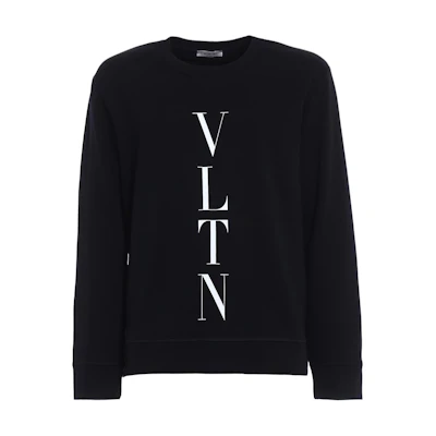Valentino Slim Fit Letter Print Crewneck Sweatshirt Black PV0MF09N3TV0NO