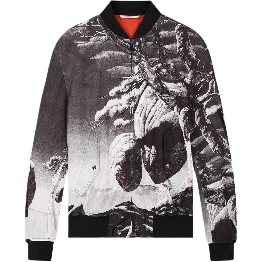 Valentino Snow Scene Print Zip-Up Long Sleeve Jacket Multicolor . TV0CIF156BT-37Y