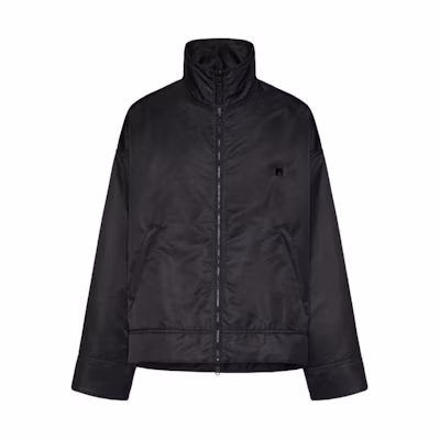 Valentino Solid Black Slim Fit Zip-Up Jacket for Men VCIM327TV0NO