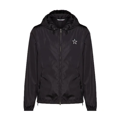 Valentino Solid Color Black Hooded Jacket for Men TV3CI3555W60NI