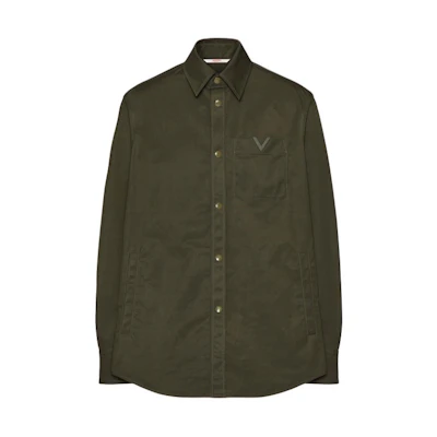 Valentino Solid Color Button-Up Green Long-Sleeve Jacket VCIA9ACKVL90