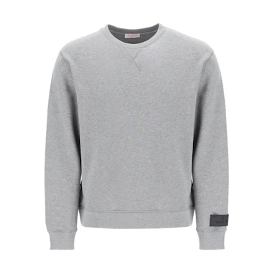 Valentino Solid Color Crewneck Pullover Long Sleeve Sweatshirt Men Gray 3V3MF03U9LA080