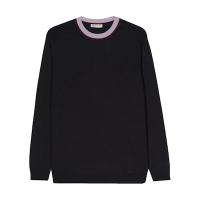 Valentino Solid Color Crewneck Pullover Sweatshirt Black VKC29EA00YD8