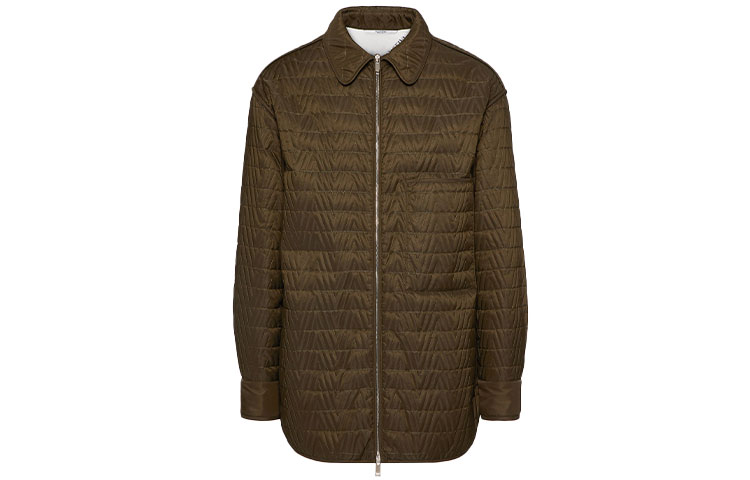 Valentino Solid Color Down Jacket Military Green - Long Sleeve Zip-Up XV3CLH367TV825