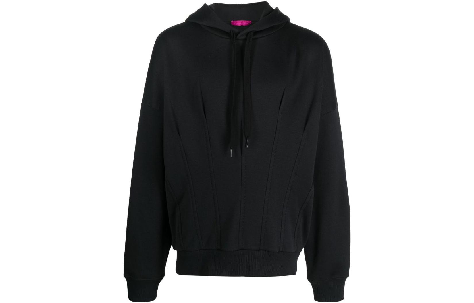 Valentino Solid Color Drawstring Hoodie Black VMF24H8W0-0NO