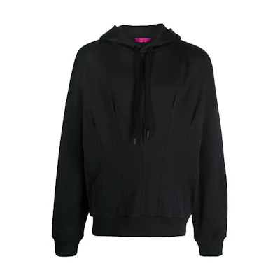 Valentino Solid Color Drawstring Hoodie Black VMF24H8W0-0NO