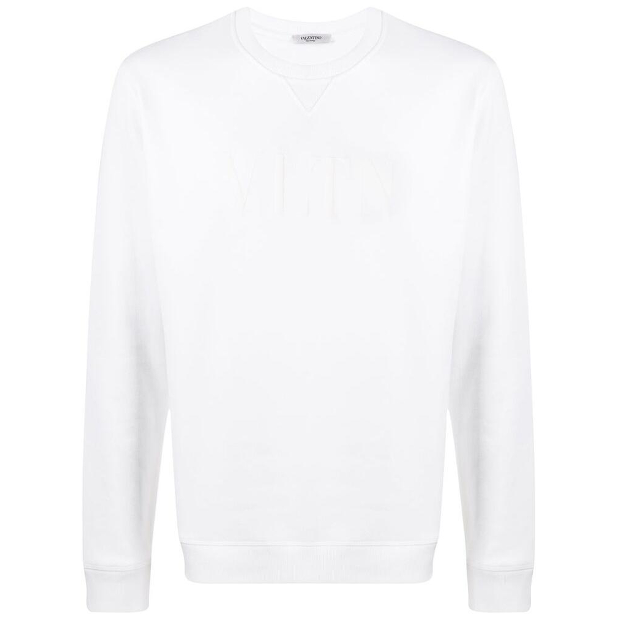 Valentino Solid Color Embossed Logo Sweatshirt White UV0MF10G6YGIV4