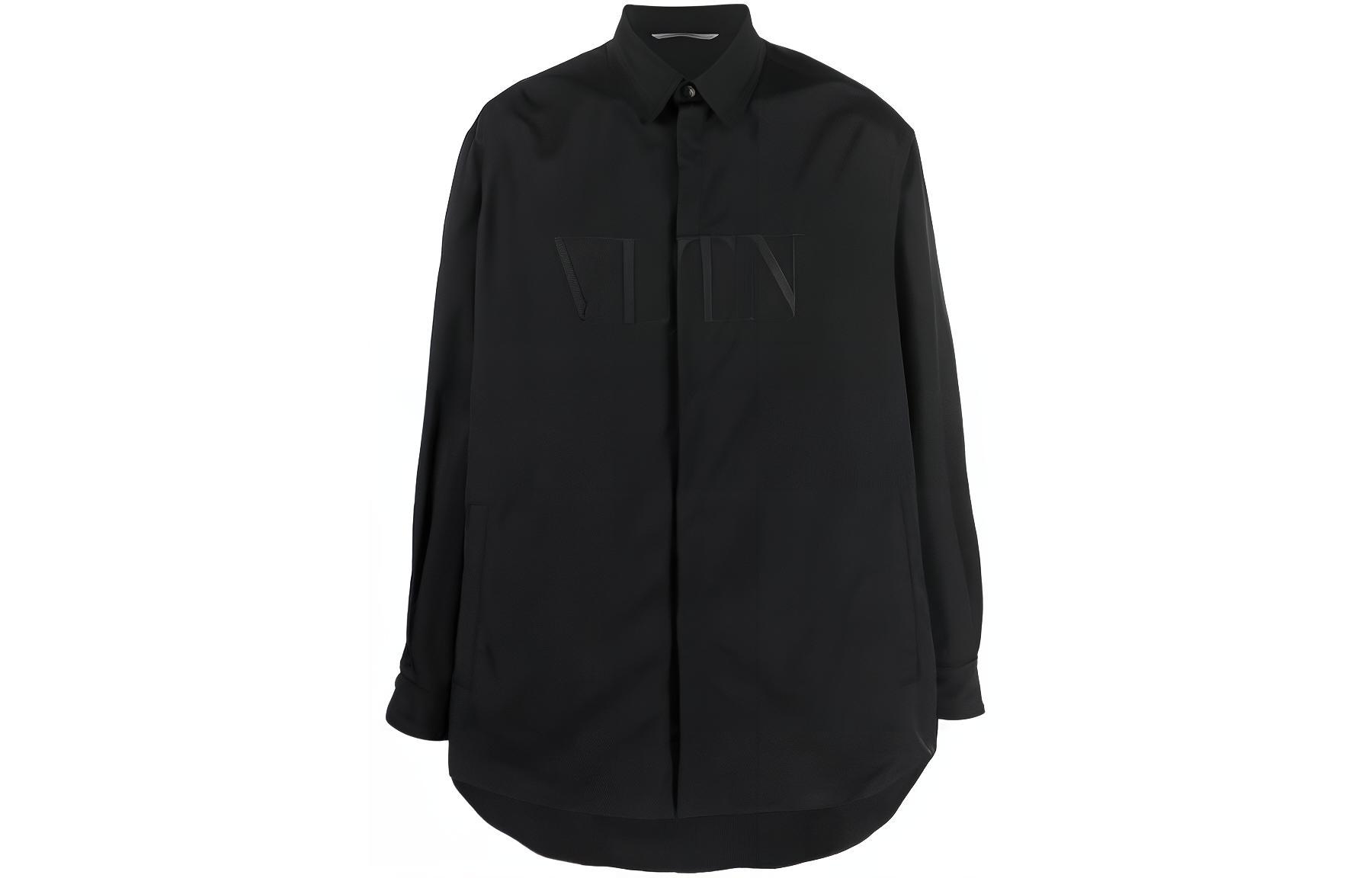 Valentino Solid Color Single-Breasted Long Sleeve Loose Jacket Men Black 3V3CIA999JE-0NO