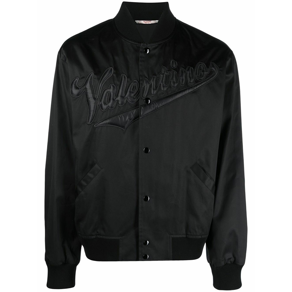 Valentino Solid Color Stand Collar Jacket - Black 2V3CIM16-90P-0NO