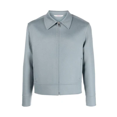 Valentino Solid Color Zip-Up Jacket Gray Long Sleeve 3V3CIK782KAS02