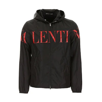 Valentino Solid Color Zip-Up Letter Print Jacket Black SV3C13555AT0NR